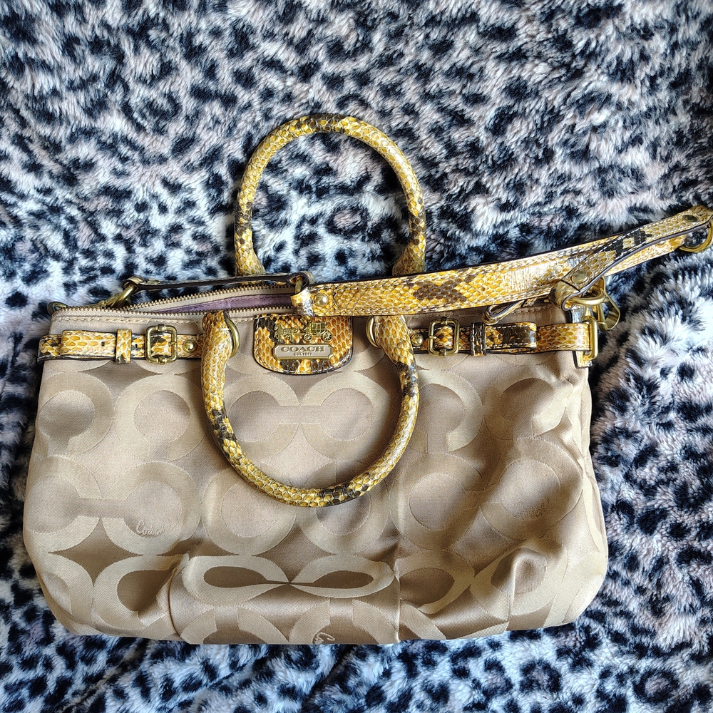Coach Tan and Gold Snakeskin Bag